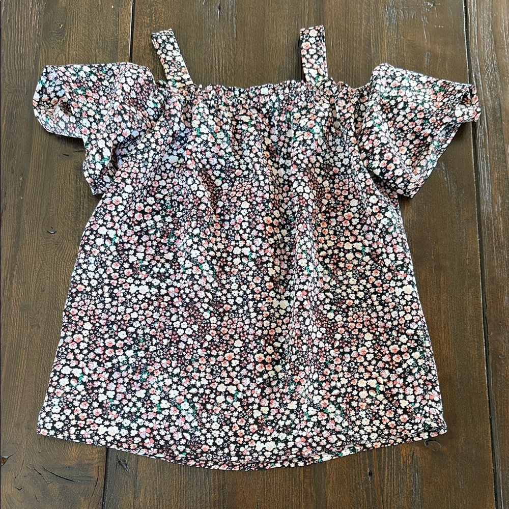 Willow-Root Floral Off-Shoulder Mini Floral Print Top